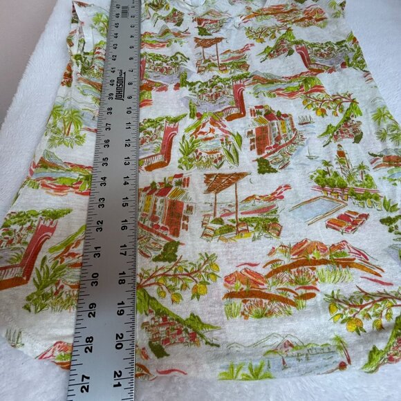 Cynthia Rowley Womens Linen Tropical Print Short Sleeve T-Shirt Medium Summer - Picture 7 of 7